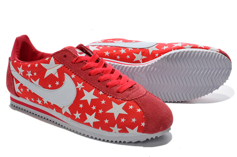 2014 Nike Cortez nouvelles chaussures etoiles lumineuses femmes rouges (2)